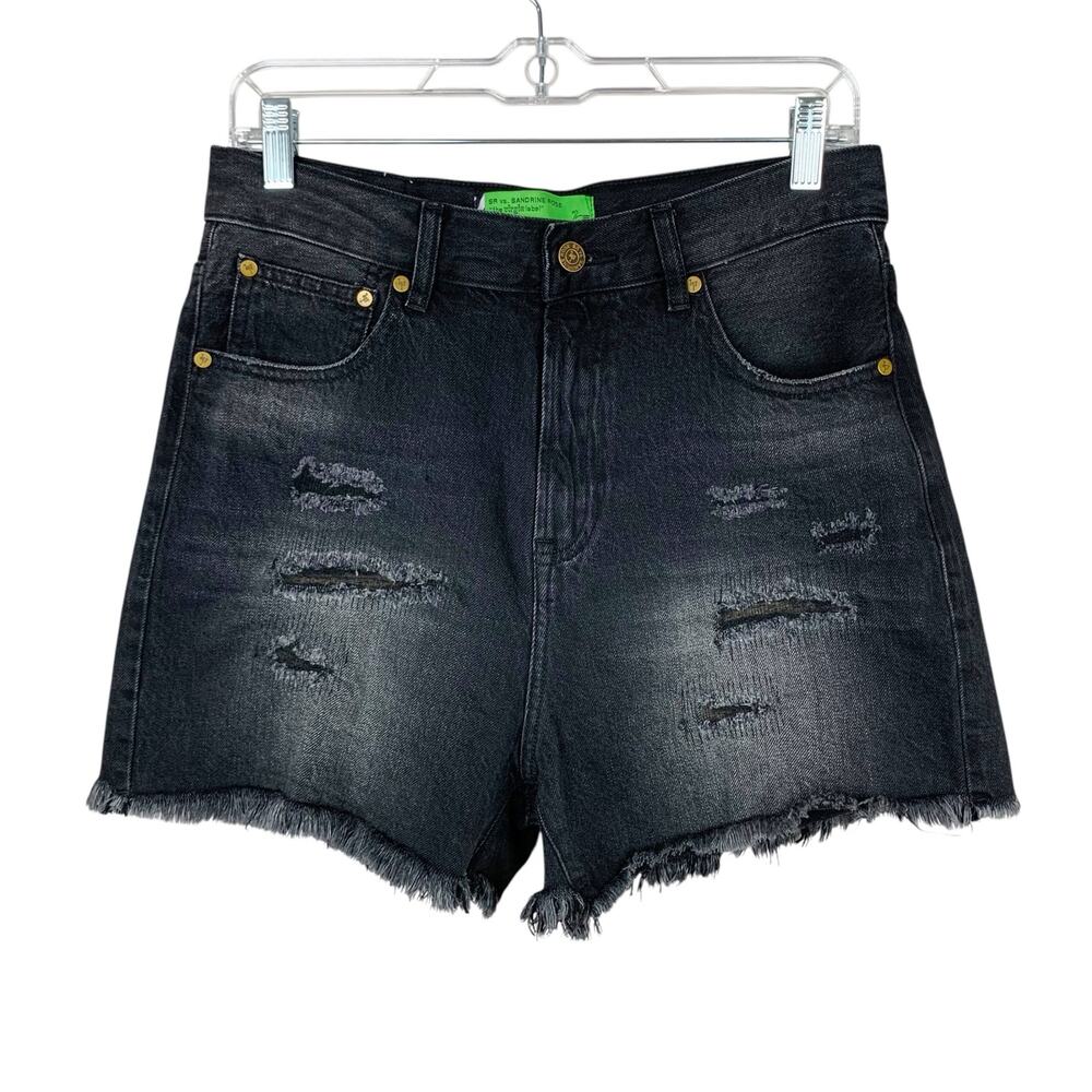 Sandrine Rose x Free People Jean Shorts Black High Rise Distressed Women's 26